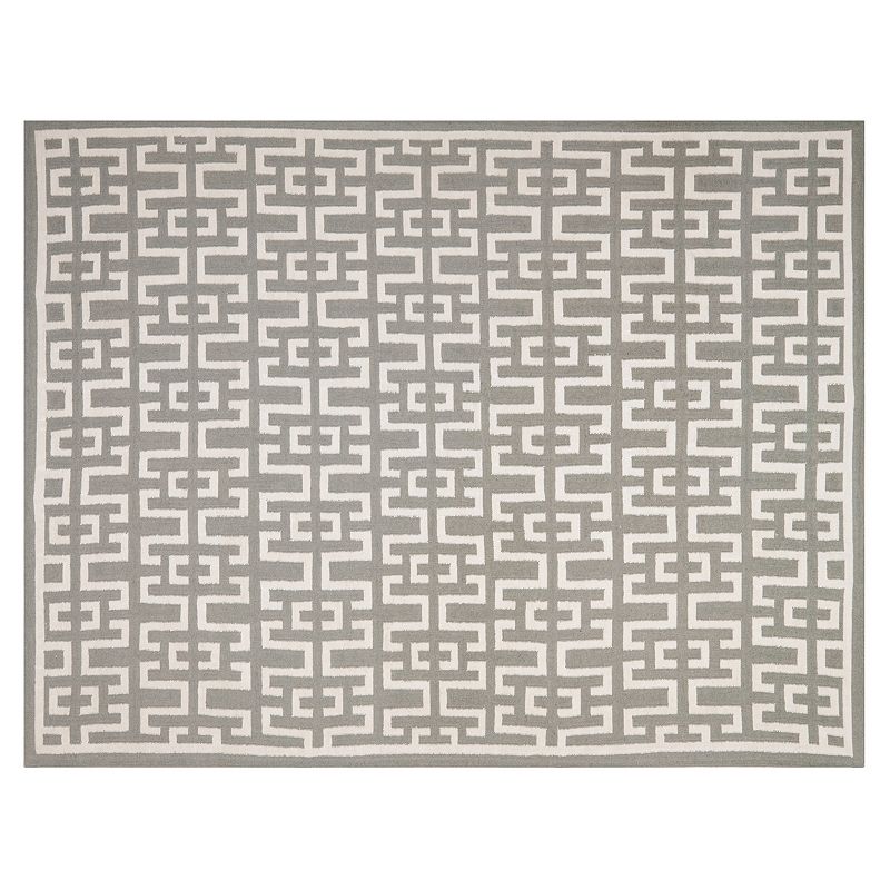 Safavieh Dhurries Greek Key Handwoven Flatweave Wool Rug, Light Grey, 8X10 Ft