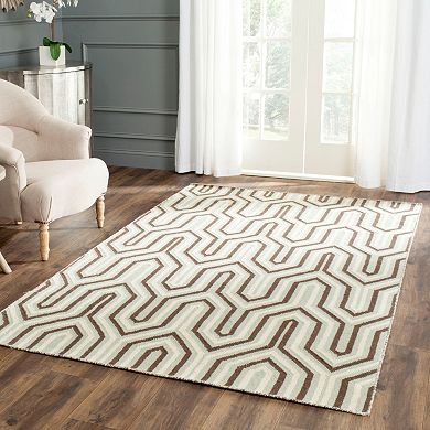 Safavieh Dhurries Geometric Wishbone Handwoven Flatweave Wool Rug