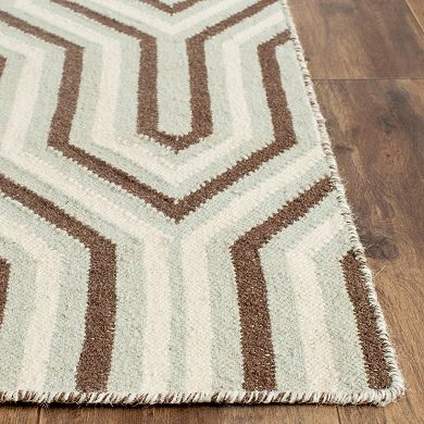 Safavieh Dhurries Geometric Wishbone Handwoven Flatweave Wool Rug