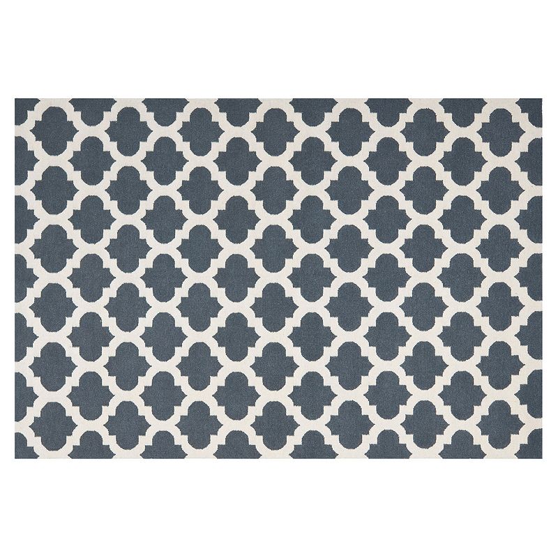 Safavieh Dhurries Quatrefoil Handwoven Flatweave Wool Rug, Blue, 8X10 Ft