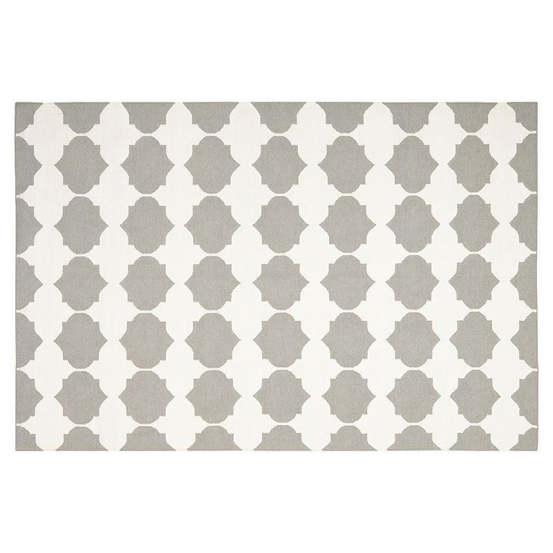 Safavieh Dhurries Quatrefoil Handwoven Flatweave Wool Rug, Grey, 7Ft Sq