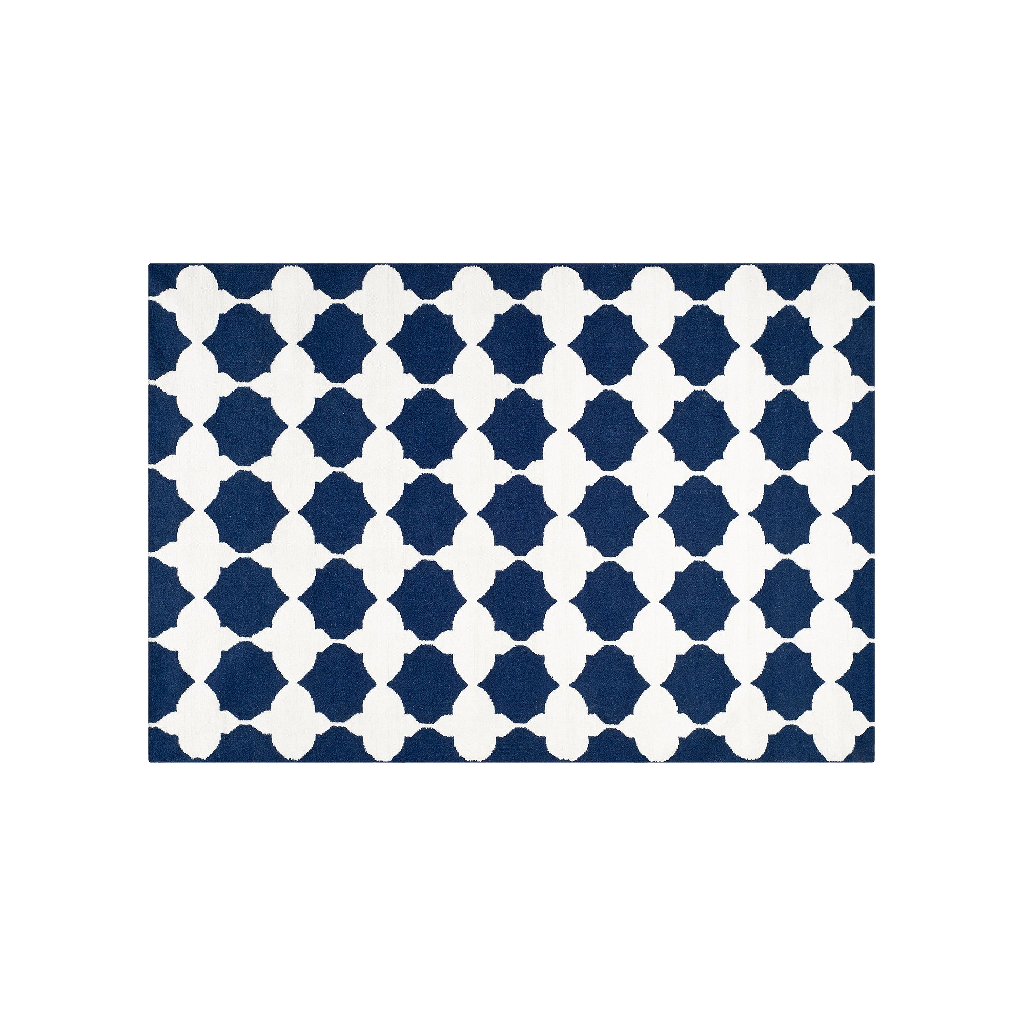 Safavieh Dhurries Bold Quatrefoil Handwoven Flatweave Wool Rug, Navy Ivory