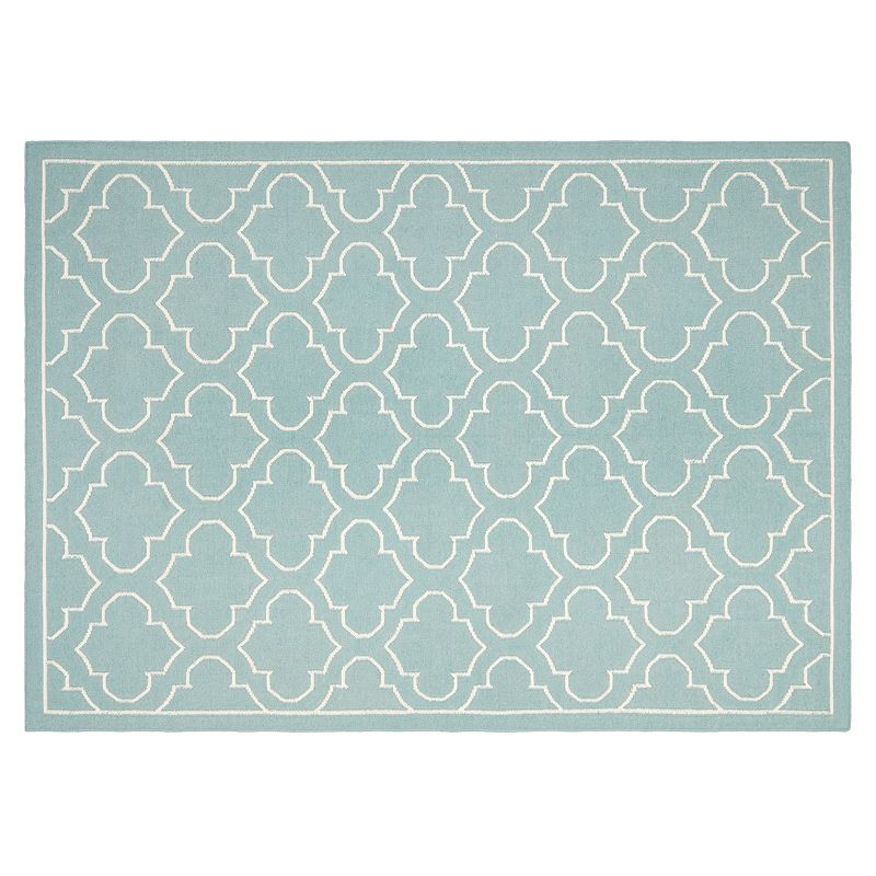 Safavieh Dhurries Quatrefoil Handwoven Flatweave Wool Rug, Blue, 7Ft Rnd