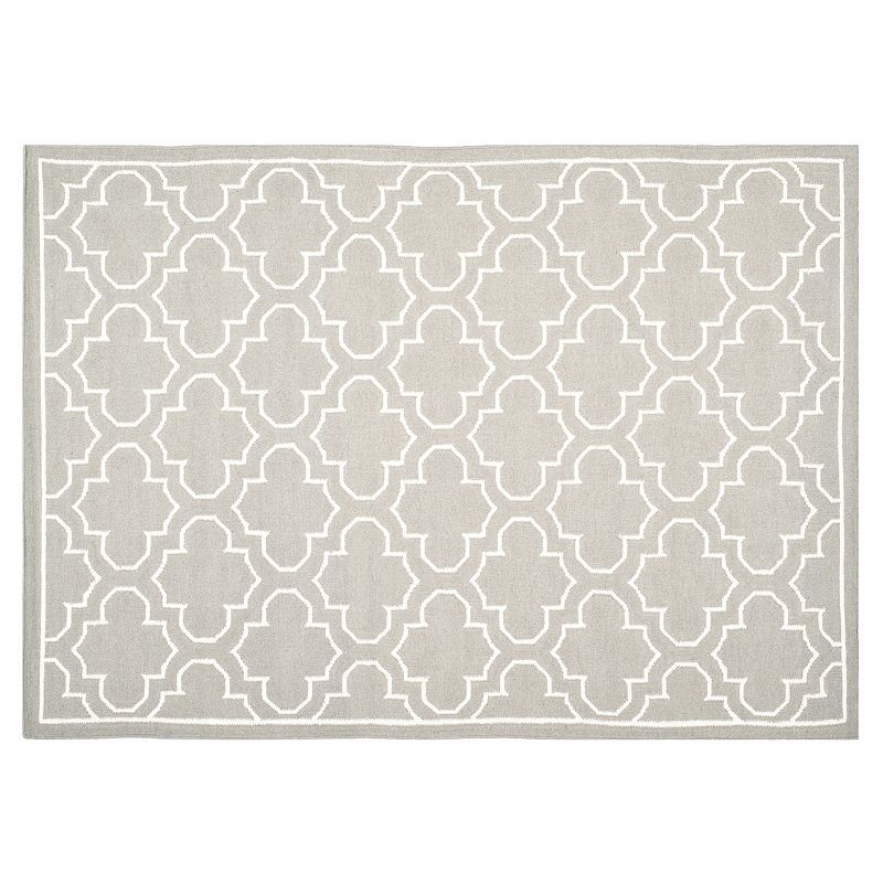 Safavieh Dhurries Quatrefoil Handwoven Flatweave Wool Rug, Grey, 7Ft Sq