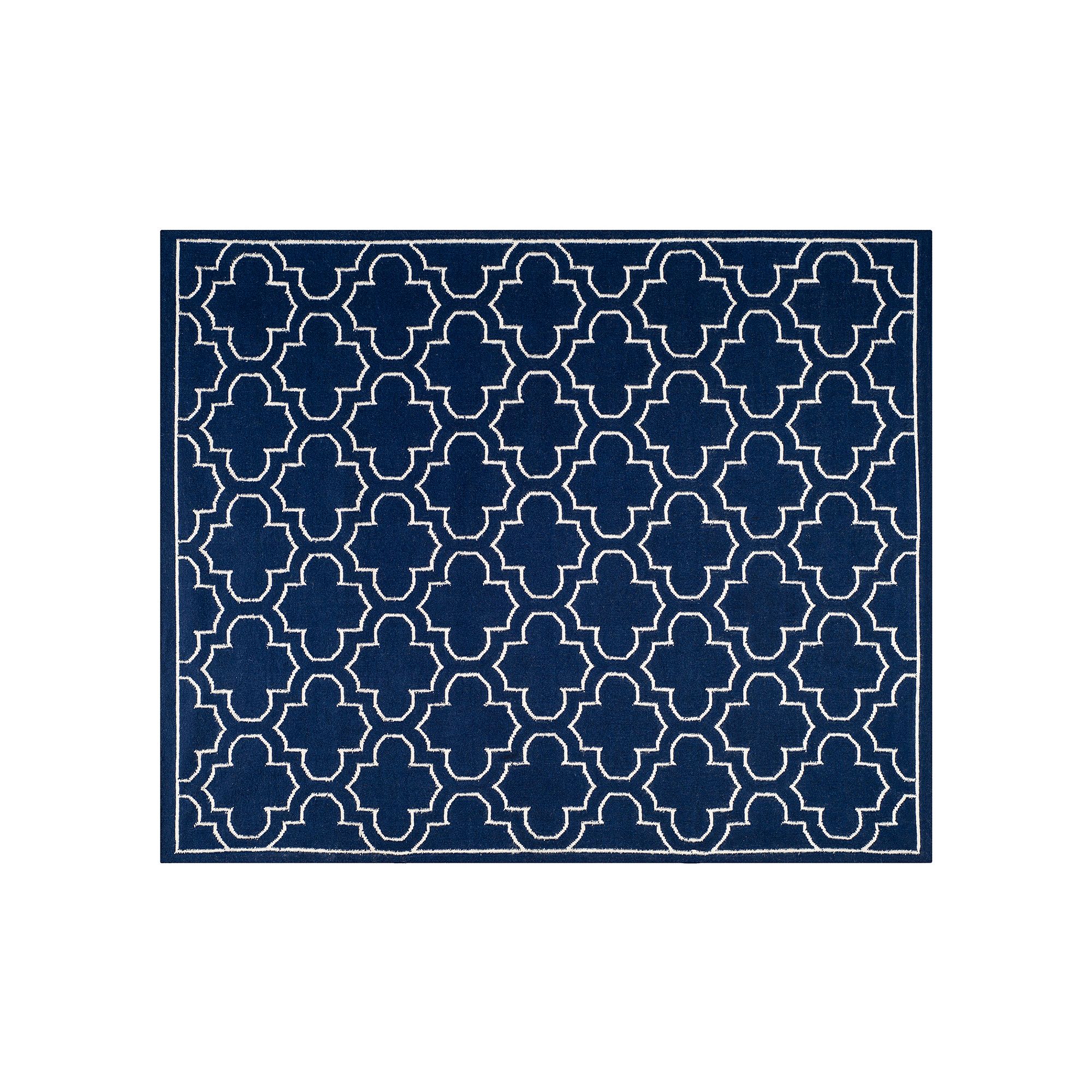 Safavieh Dhurries Traditional Quatrefoil Handwoven Flatweave Wool Rug, Navy