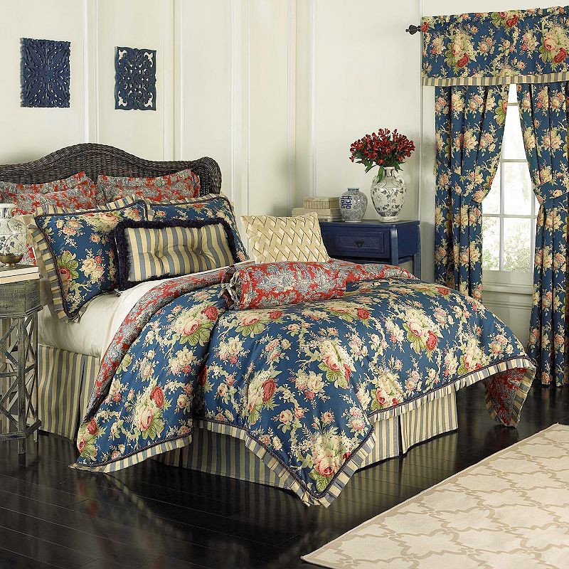 Waverly Sanctuary Rose 4-piece Bed Set, Blue, Queen