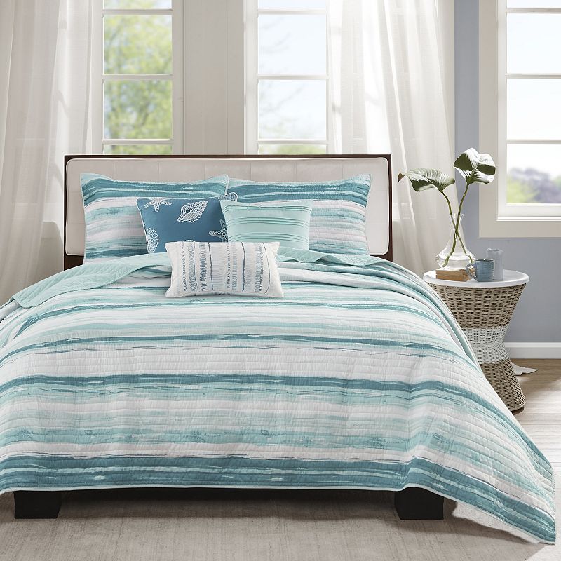 Madison Park Anchorage 6-piece Coastal Quilt Set with Shams and Throw Pillo