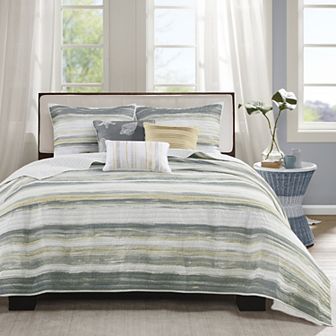 Madison Park Anchorage 6 pc Coastal Quilt Set with Shams and Throw Pillows