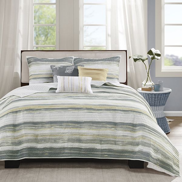 Madison Park 6pc King/California King Fairbanks Quilted Microfiber Coverlet Set Yellow