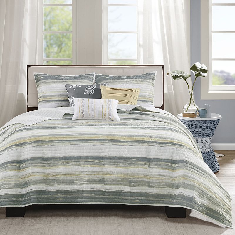 Madison Park Anchorage 6-piece Coastal Quilt Set with Shams and Throw Pillo