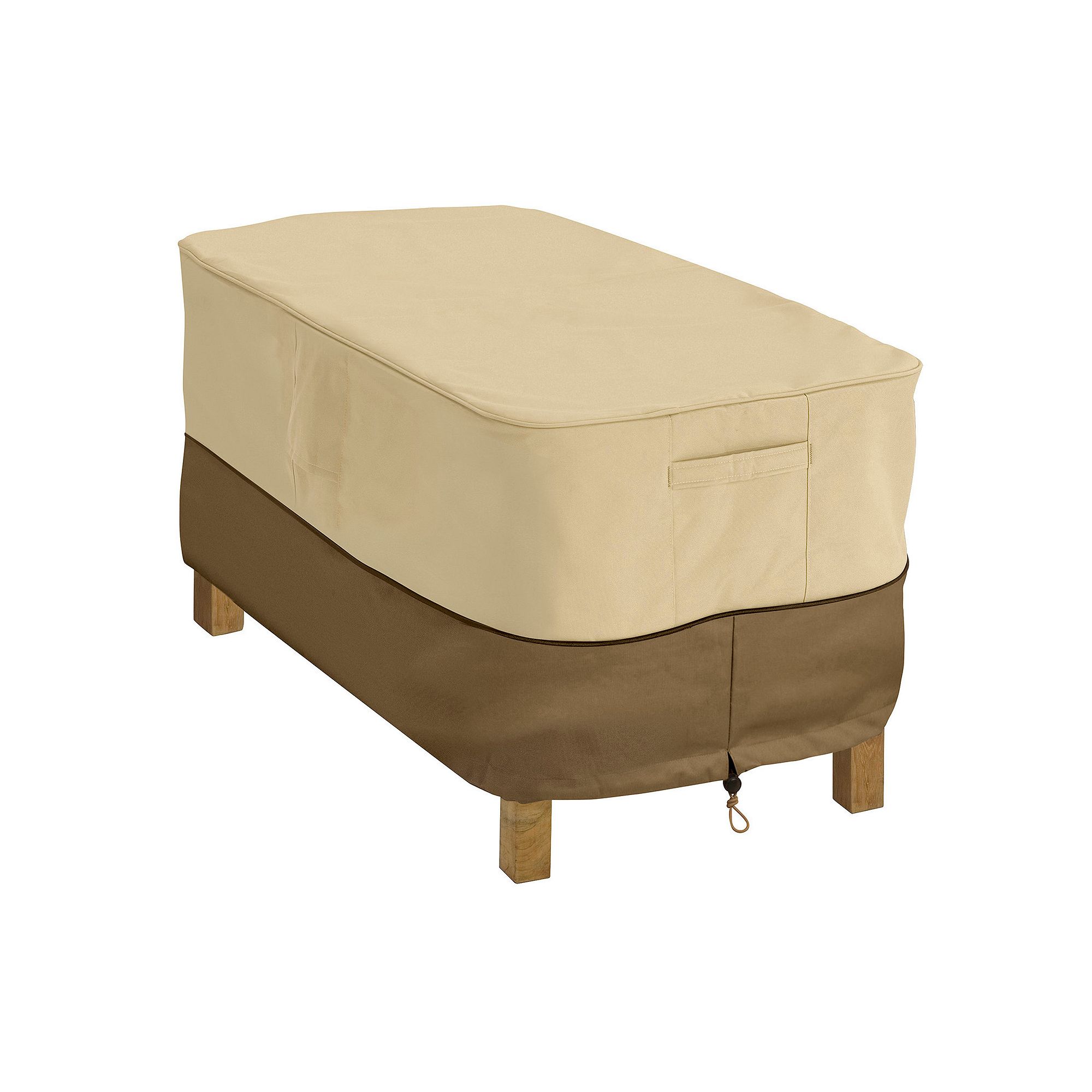 Classic Accessories Veranda Rectangular Patio Coffee Table Cover, Beige