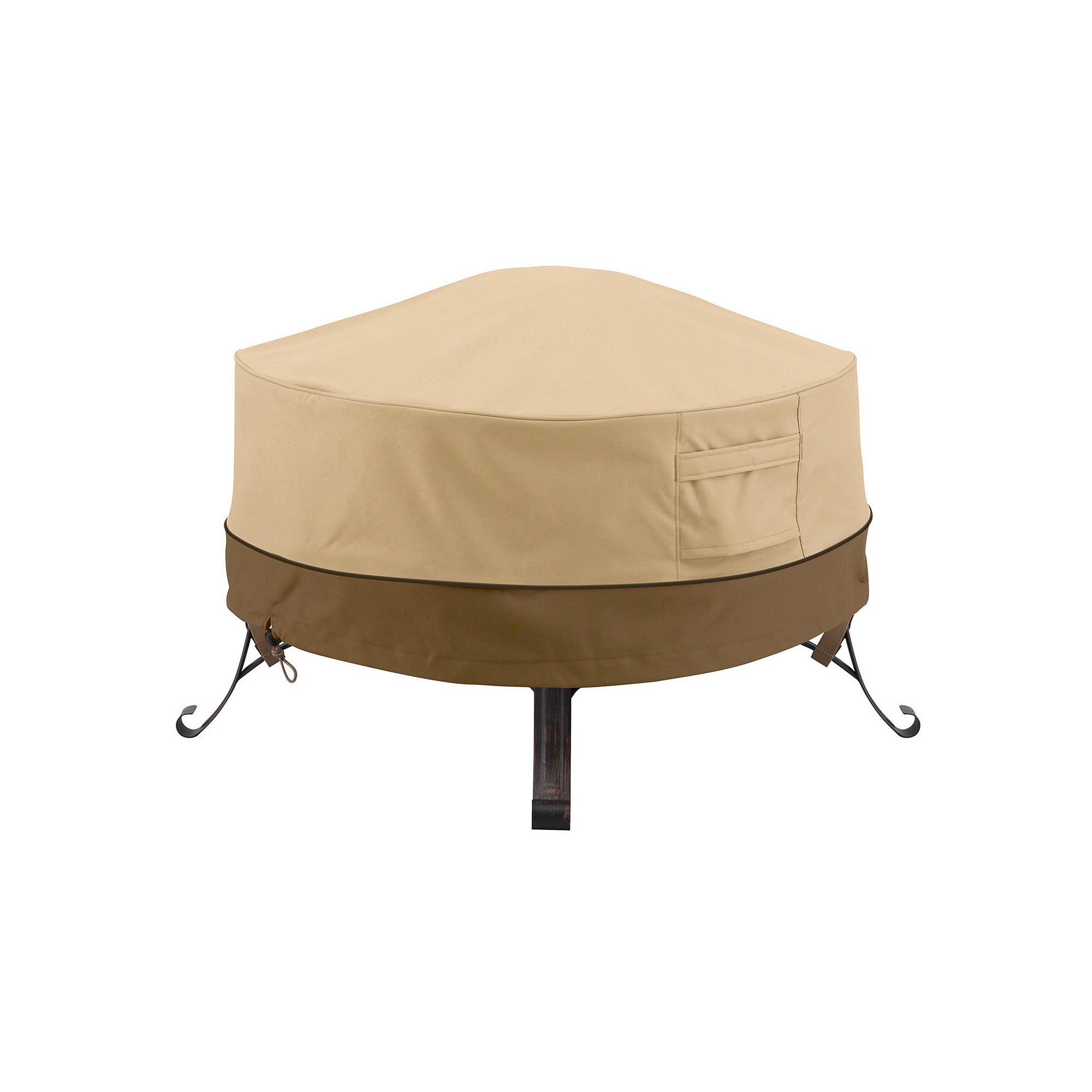 Classic Accessories Veranda Small Round Fire Pit Cover Full Coverage, Beige