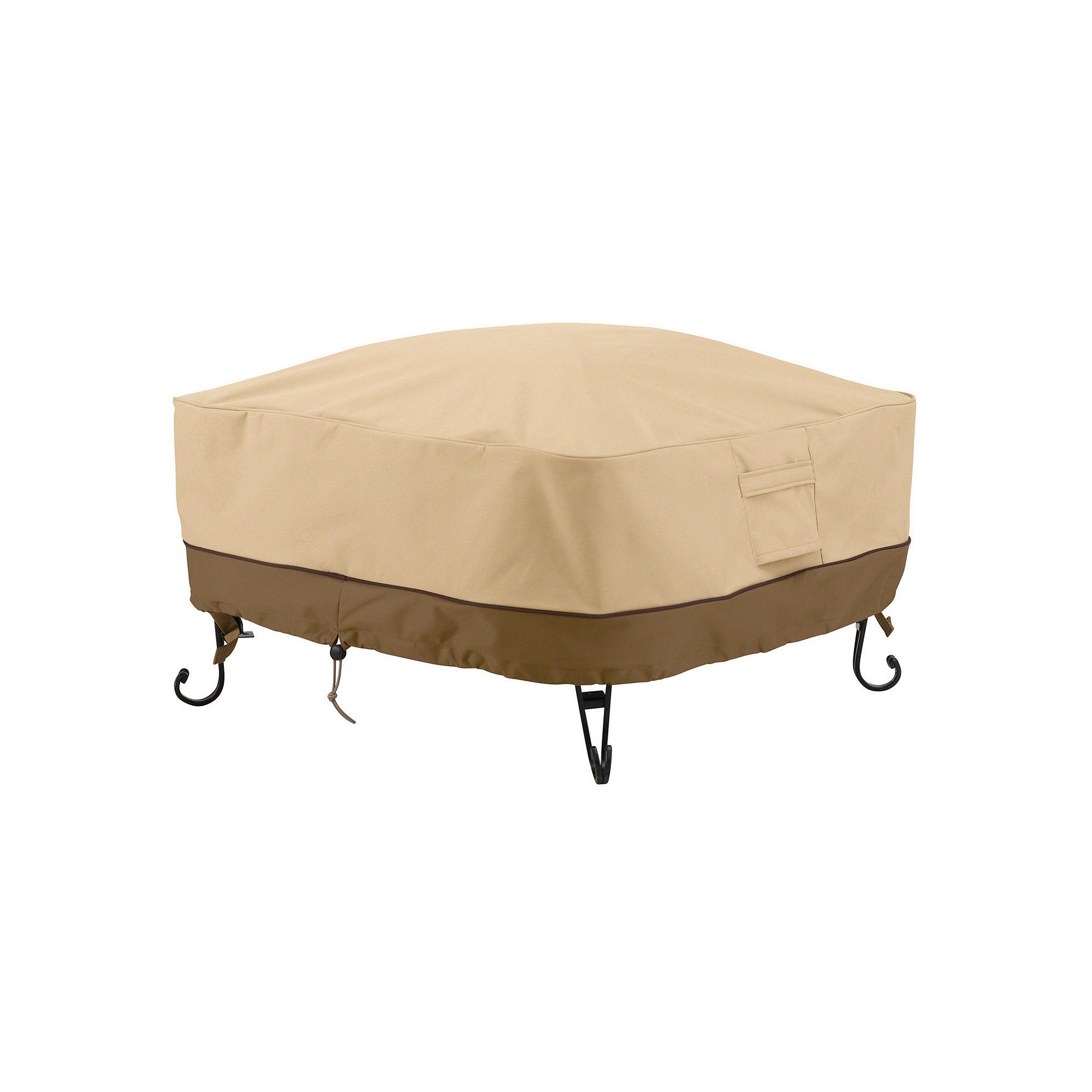 Classic Accessories Veranda Small Square Fire Pit Cover Full Coverage, Beig