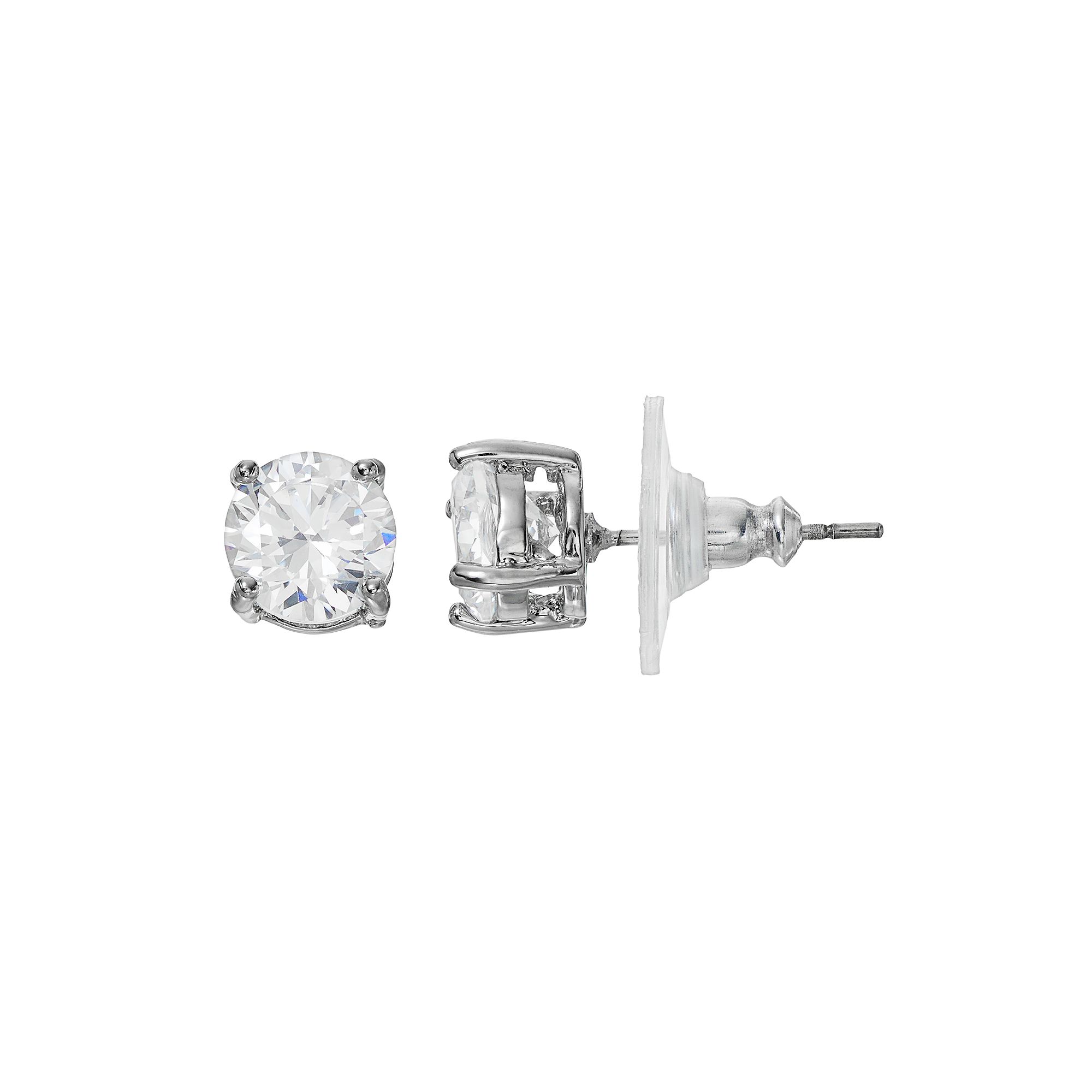 Vieste Cubic Zirconia Stud Earrings, Womens, Clear