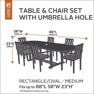 Classic Accessories Veranda Medium Rectangle Patio Table Cover & Umbrella Hole