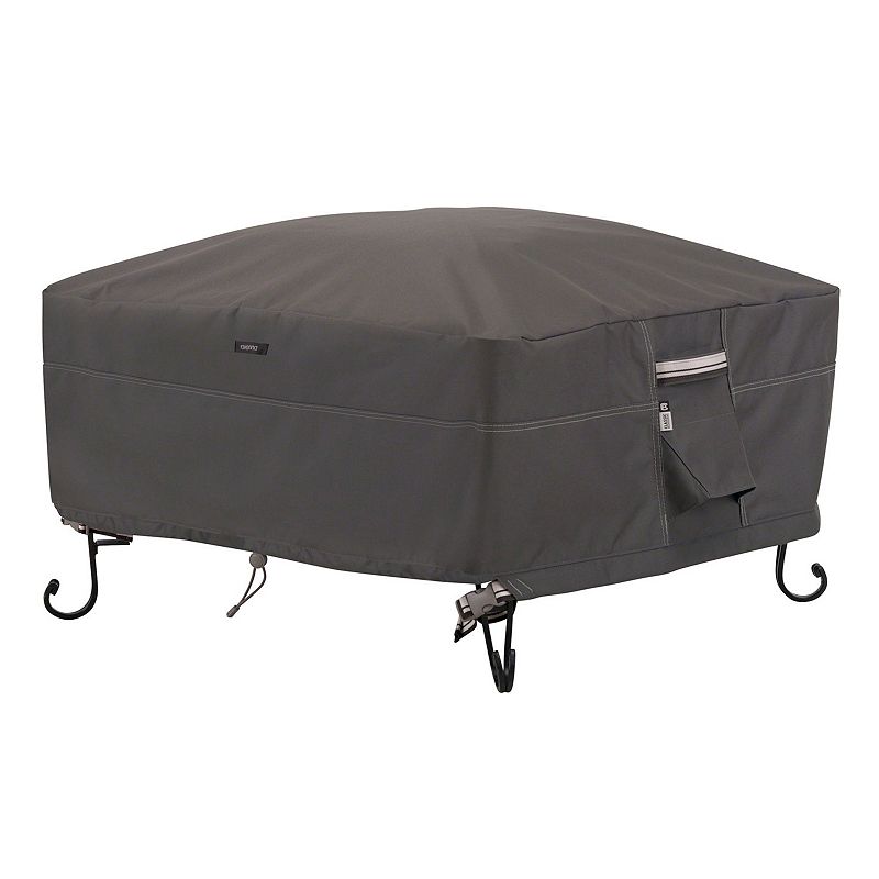 Classic Accessories Ravenna Large Square Fire Pit Cover Full Coverage, Grey