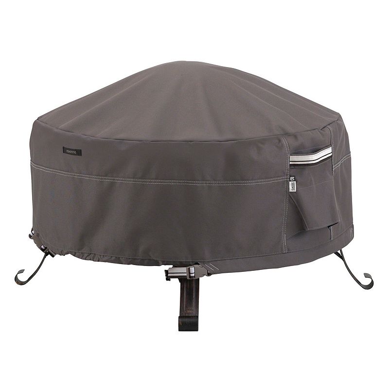 Classic Accessories Ravenna Large Round Fire Pit Cover Full Coverage, Grey