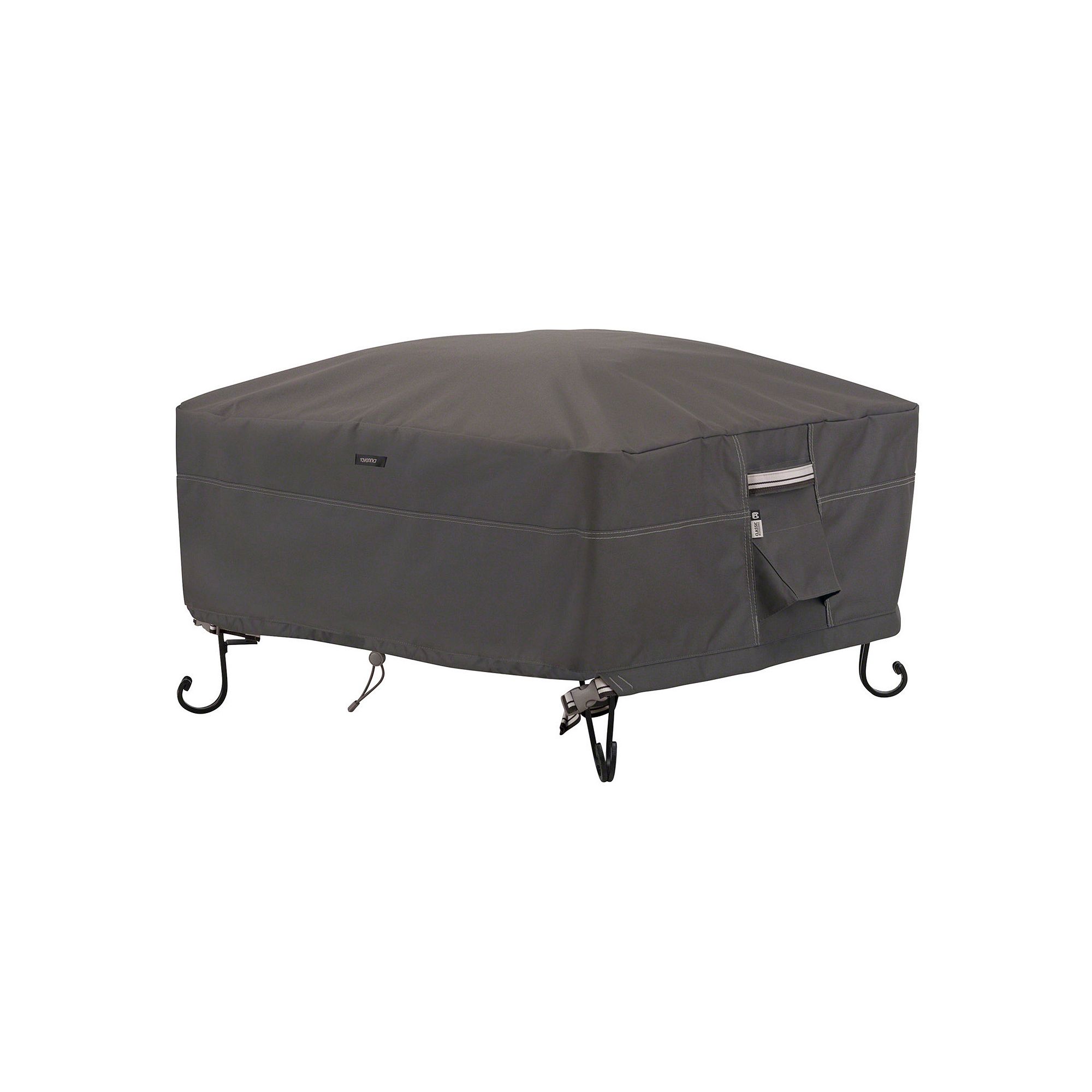 Classic Accessories Ravenna Small Square Fire Pit Cover Full Coverage, Grey