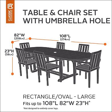 Classic Accessories Veranda Large Rectangle Patio Table Cover & Umbrella Hole