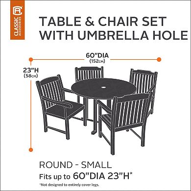 Classic Accessories Veranda Small Round Patio Table Cover & Umbrella Hole