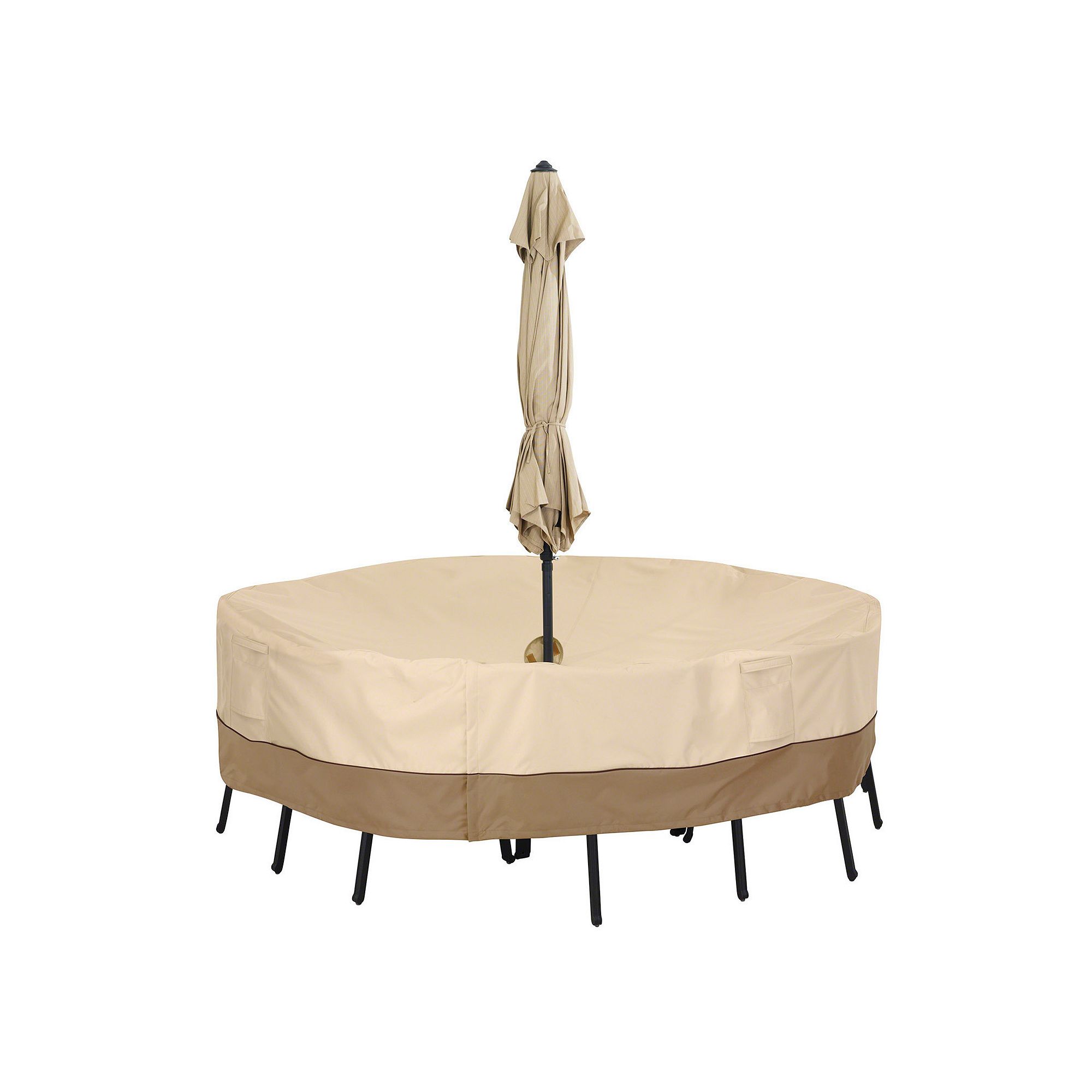 Classic Accessories Veranda Large Round Patio Table Cover & Umbrella Hole, 
