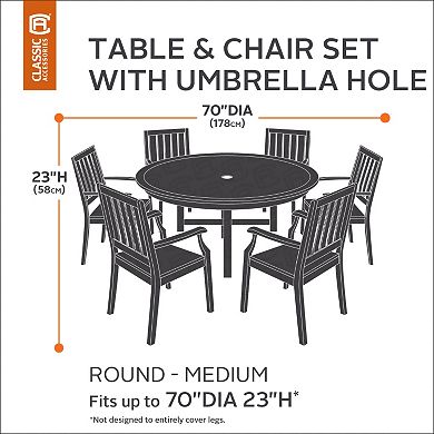 Classic Accessories Veranda Large Round Patio Table Cover & Umbrella Hole