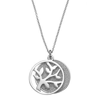 Platinum Over Silver Tree Of Life Pendant Necklace