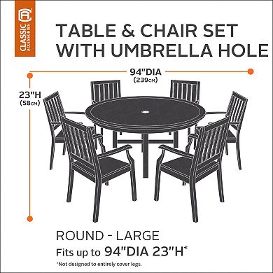 Classic Accessories Veranda Medium Round Patio Table Cover & Umbrella Hole