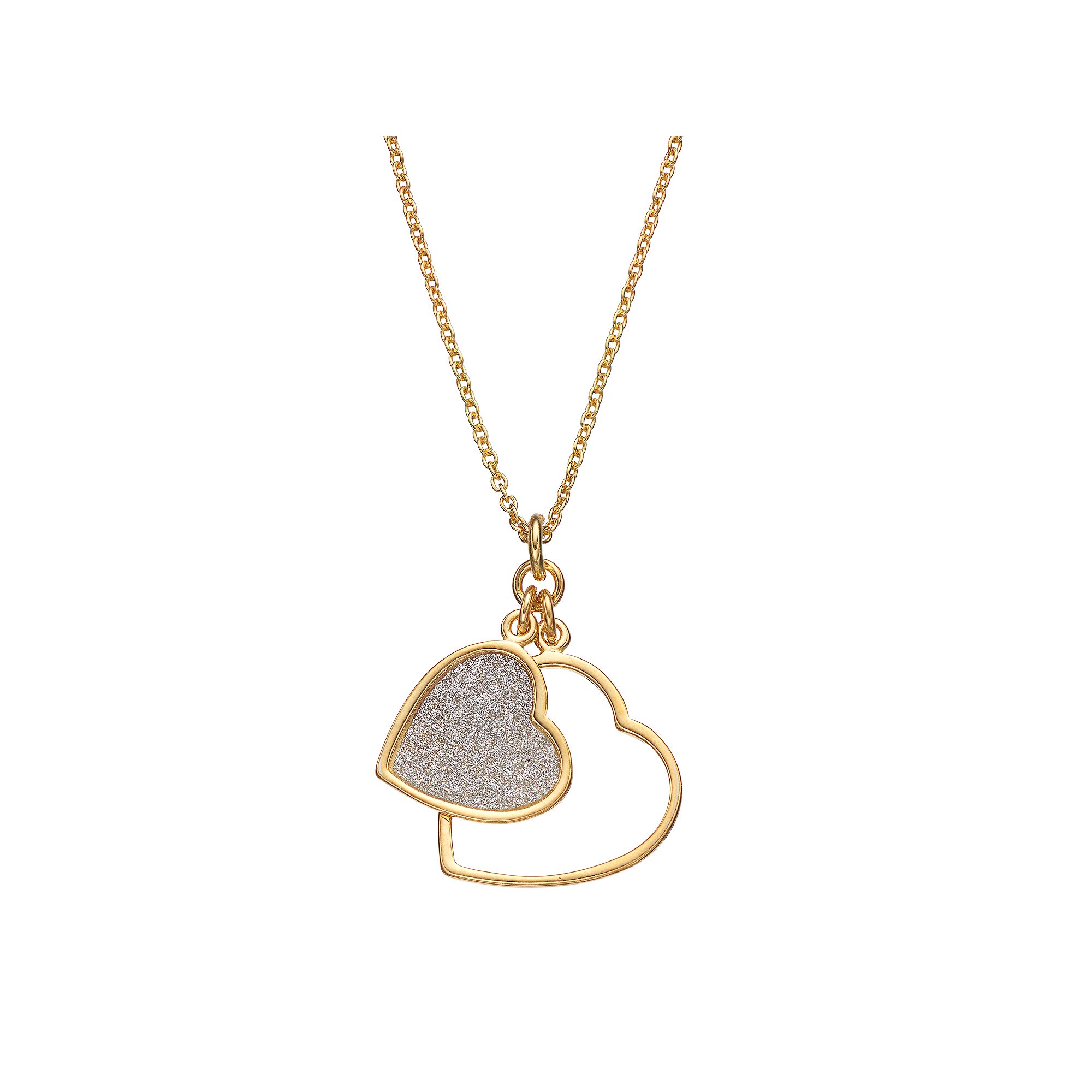 Sterling Silver Heart Pendant Necklace, Womens, Size: 18, 18k Gold Over