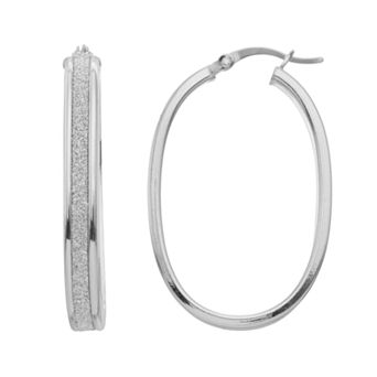 Sterling Silver Oval Hoop Earrings