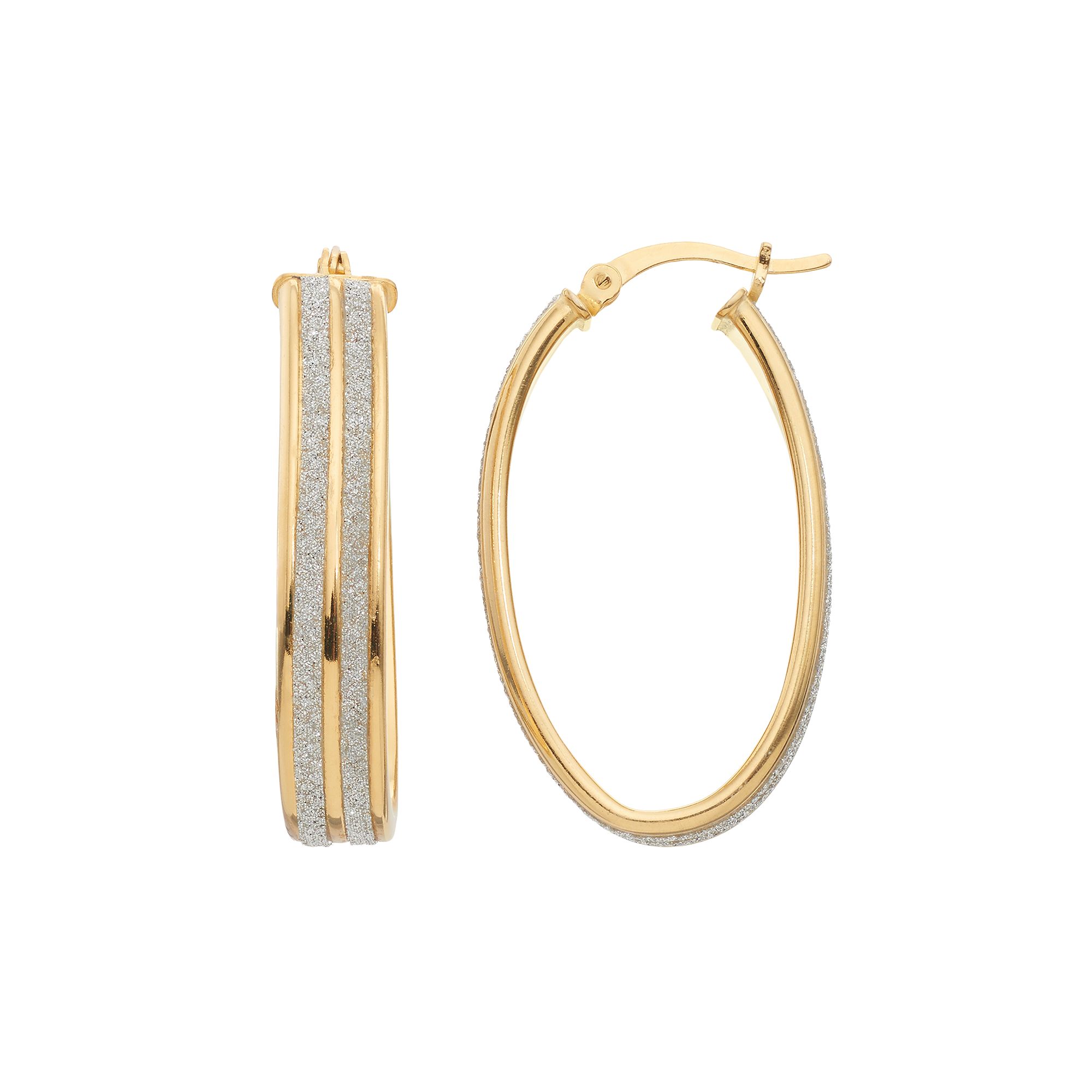 Sterling Silver Oval Hoop Earrings, Womens, 18k Gold Over Silver
