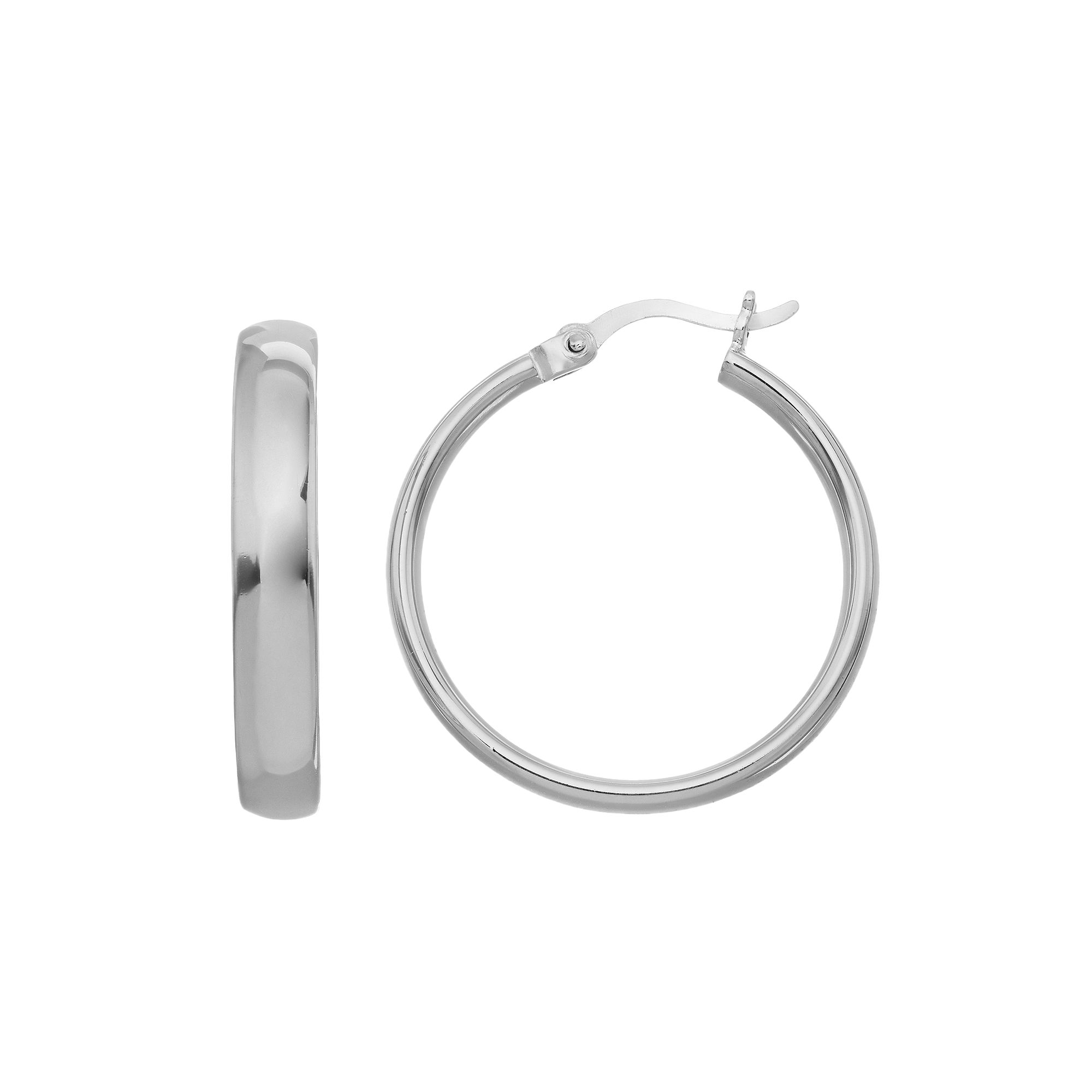 Sterling Silver Hoop Earrings, Womens, White Over Silver