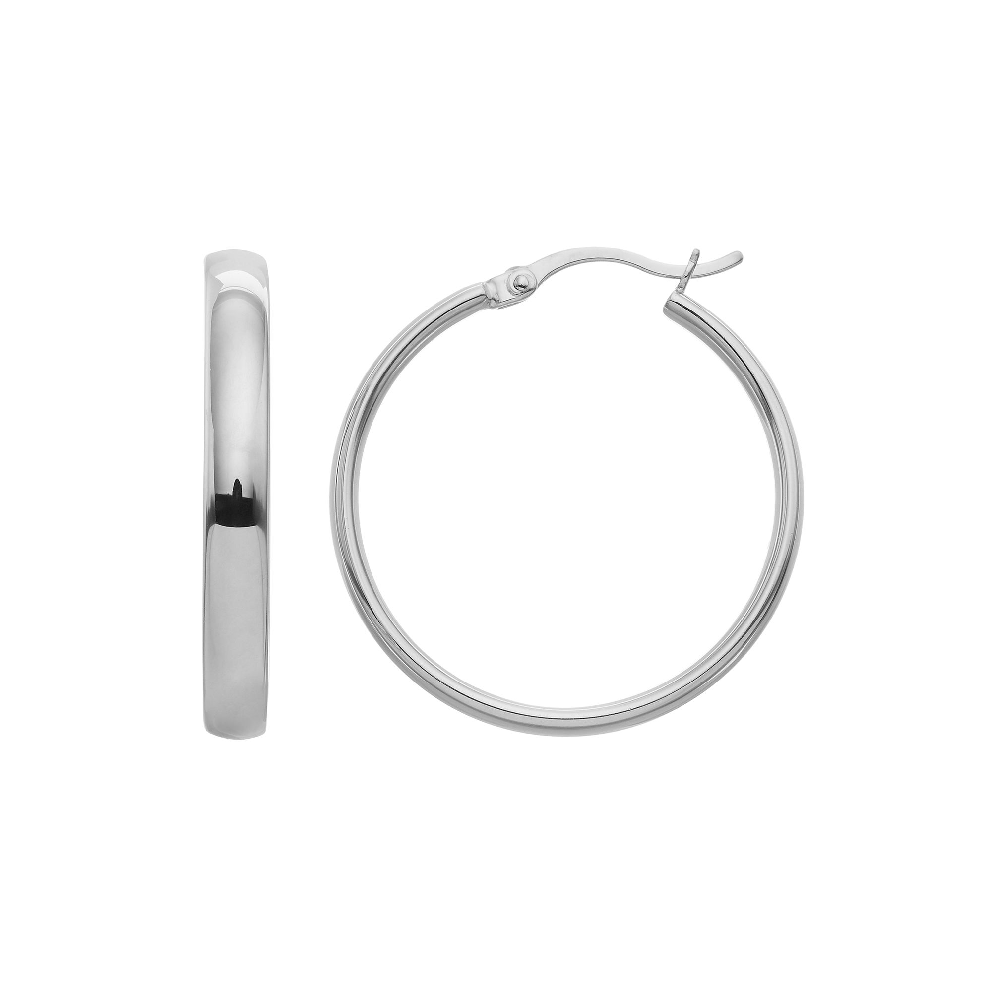 Sterling Silver Hoop Earrings, Womens, White Over Silver