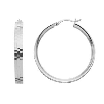 Sterling Silver Hammered Hoop Earrings