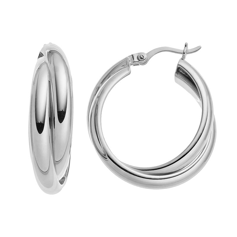 Sterling Silver Hoop Earrings, Womens, Grey