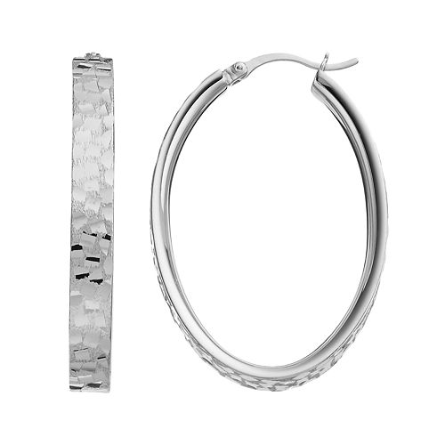 Sterling Silver Oval Hoop Earrings