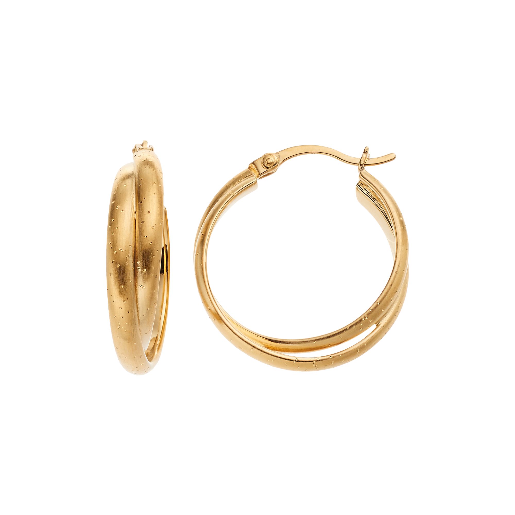 Sterling Silver Hoop Earrings, Womens, 18k Gold Over Silver