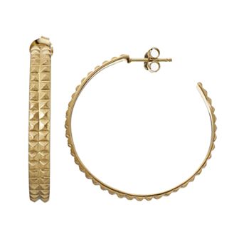 Sterling Silver Pyramid Hoop Earrings