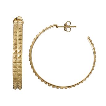 Sterling Silver Pyramid Hoop Earrings