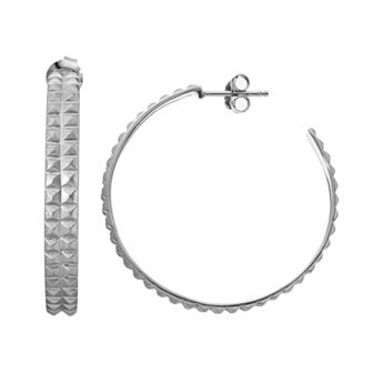 Sterling Silver Pyramid Hoop Earrings