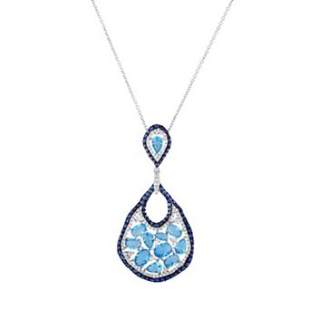 Oro Leoni Sterling Silver Cubic Zirconia Teardrop Pendant Necklace