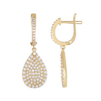 Oro Leoni Sterling Silver Cubic Zirconia Teardrop Earrings