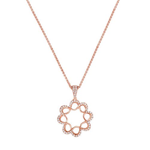 Sterling Silver Cubic Zirconia Flower Pendant Necklace