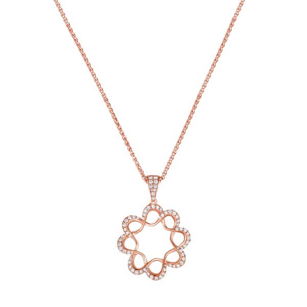 Sterling Silver Cubic Zirconia Flower Pendant Necklace