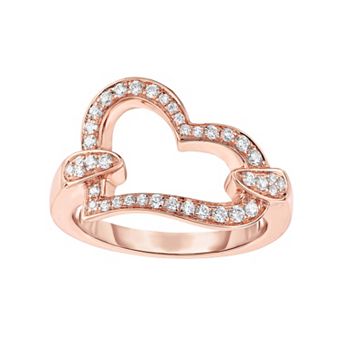 Oro Leoni Sterling Silver Cubic Zirconia Heart Ring