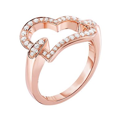 Oro Leoni Sterling Silver Cubic Zirconia Heart Ring