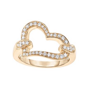Oro Leoni Sterling Silver Cubic Zirconia Heart Ring