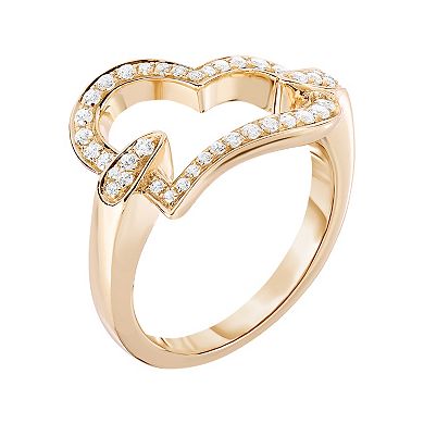 Oro Leoni Sterling Silver Cubic Zirconia Heart Ring