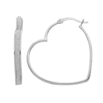 Sterling Silver Heart Hoop Earrings