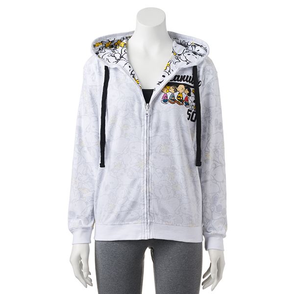 Juniors' Peanuts Reversible Zip-Up Hoodie